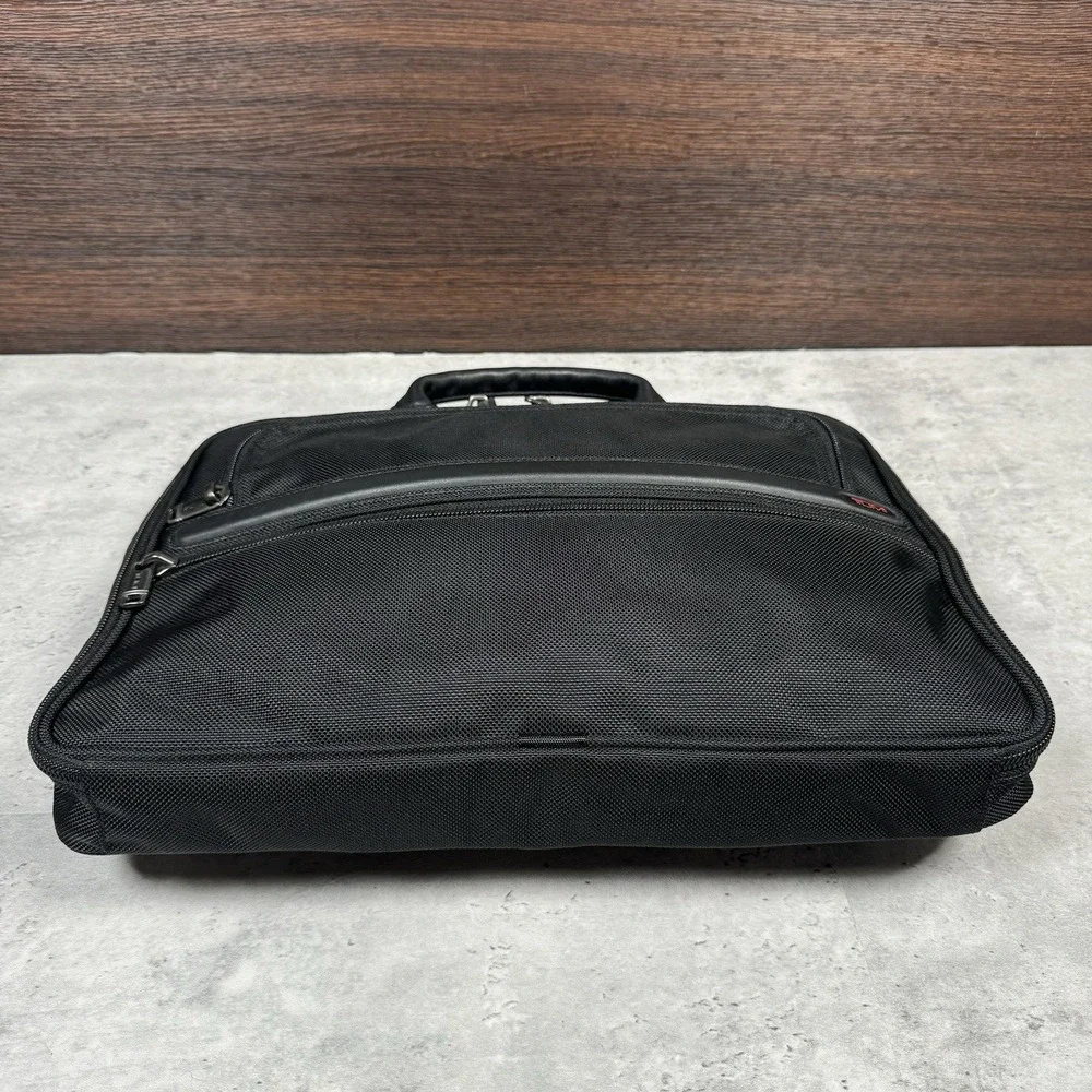 TUMI Padded 15' Laptop Files Soft Briefcase Leather Handles and Multi Pockets